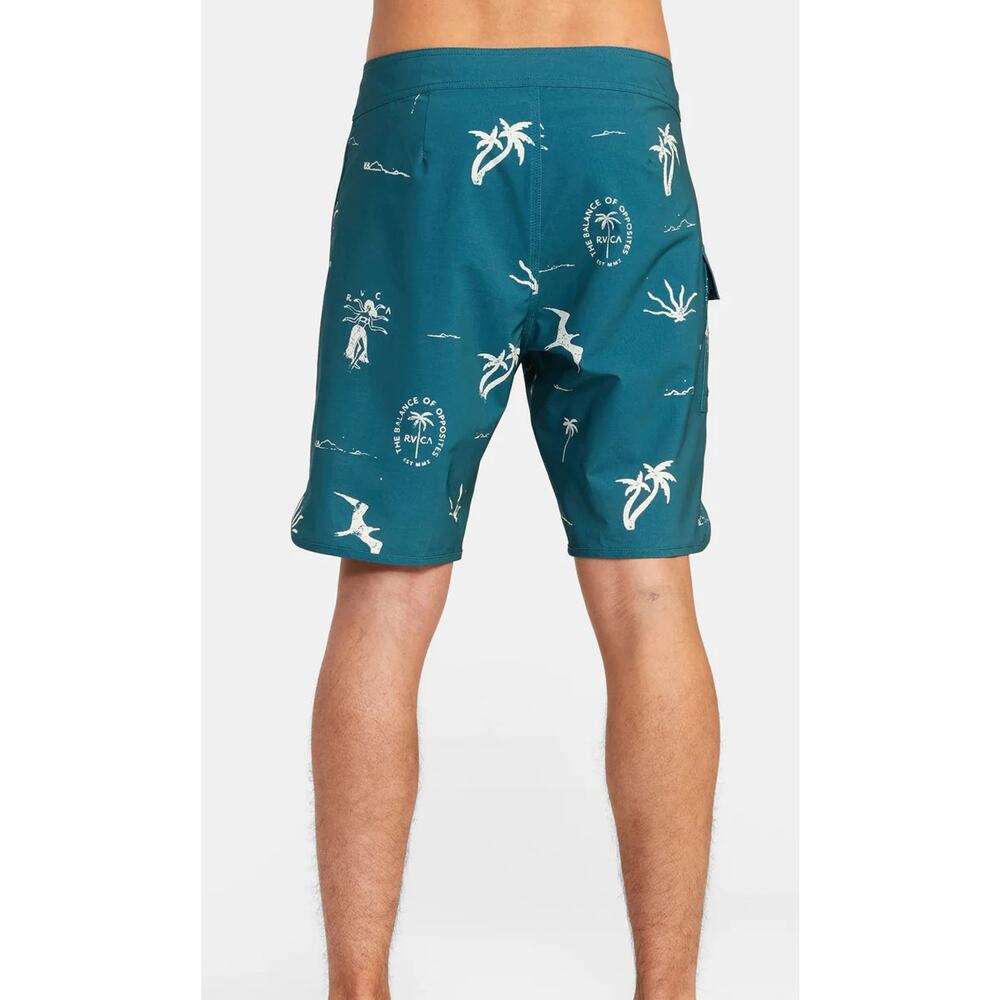 New W/ Imperfection RVCA Sz 32 HULA HANDS EASTERN Board Shorts 19" Inseam